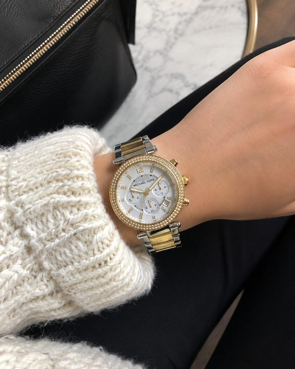 MICHAEL KORS- Parker Two-Tone Crystal Chronograph