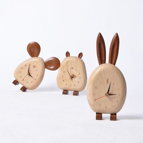 Wooden Animal Desk Clock