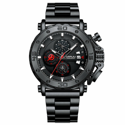CRRJU- Stainless Steel Band Oversized Dial Watch